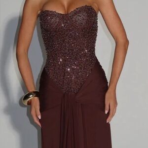 Baby Boo Carina Plum Brown Corset Dress